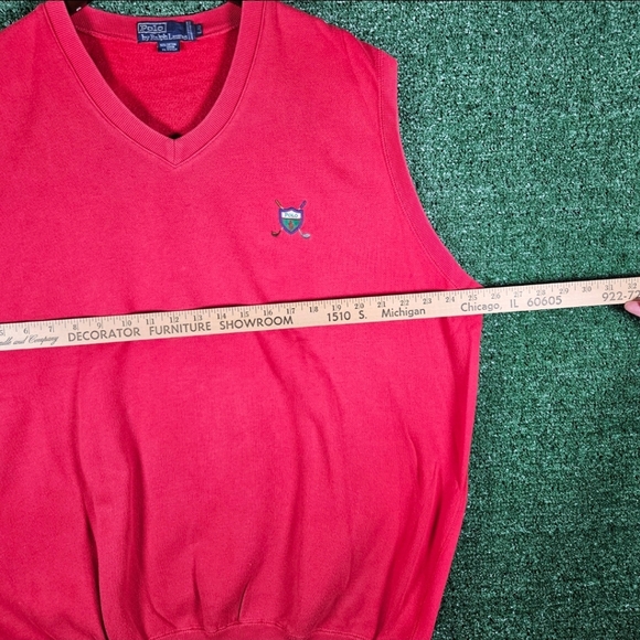 Vintage Polo Ralph Lauren V-Neck Red Golf Sweater Vest / Mens Size Large - Picture 3 of 7
